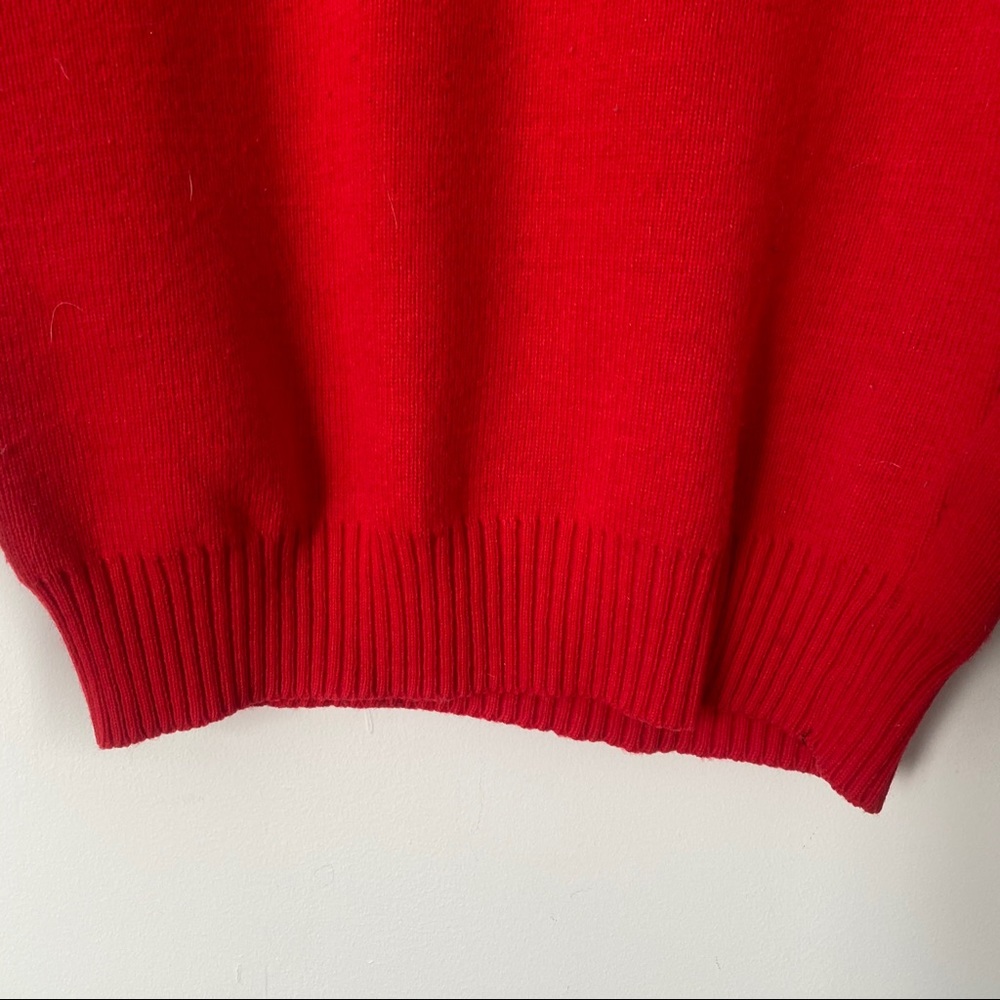Vtg 80s Quilted Crew Neck Sweater Red White Blue M - Picture 9 of 12